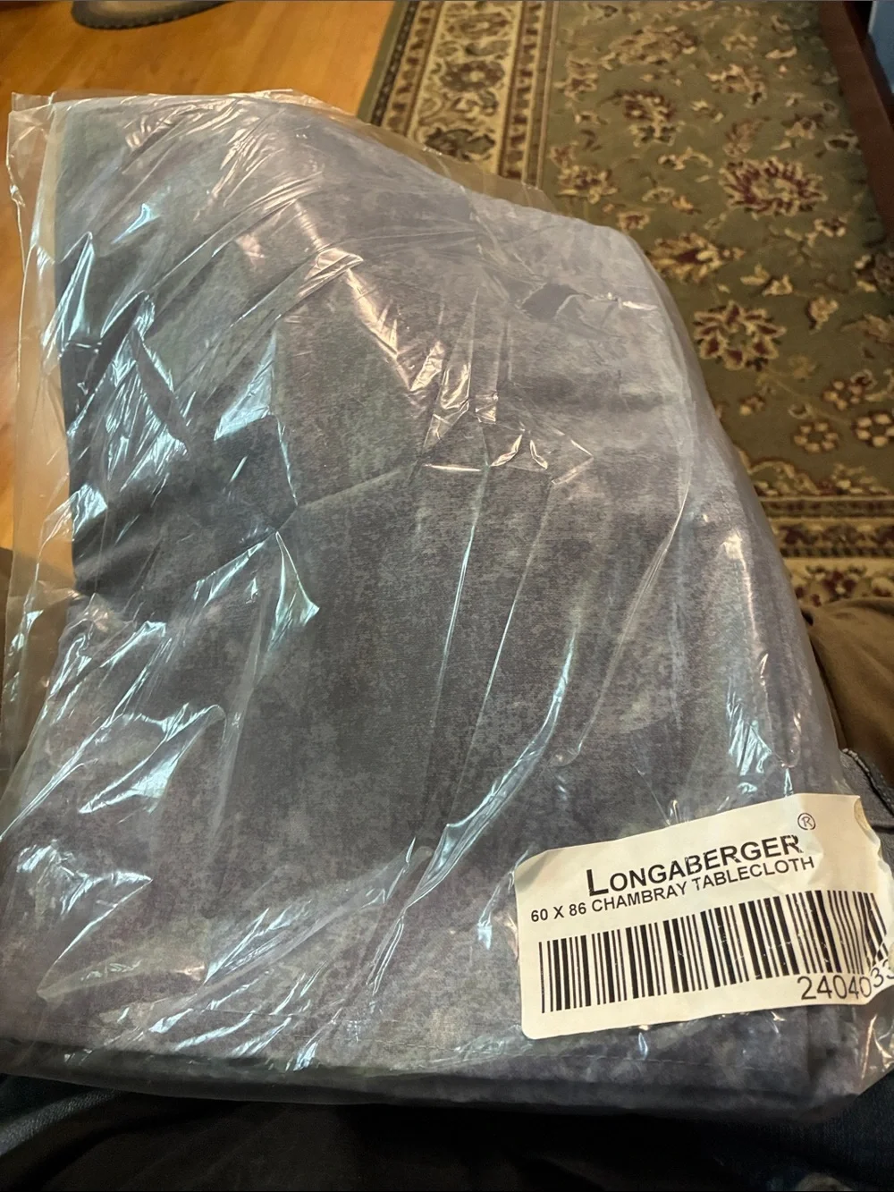 Longaberger Blue Chambray Fabric Tablecloth Tagged 60 x 86